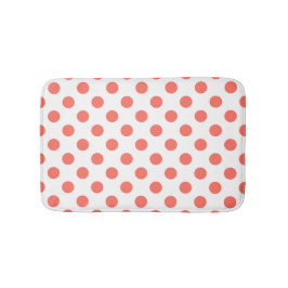 Korallenpolka-Punkte auf weiß Badematte
