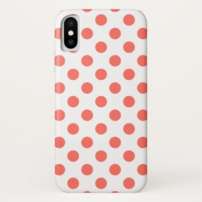 Korallenpolka-Punkte auf weiß Case-Mate iPhone Hülle (Rückseite)