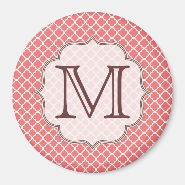 Korallenquaterfolie Latti Monogram Initial Magnet (Vorne)