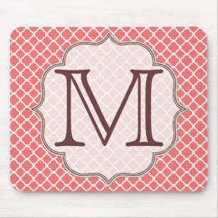 Korallenquaterfolie Latti Monogram Initial Mouse P Mousepad