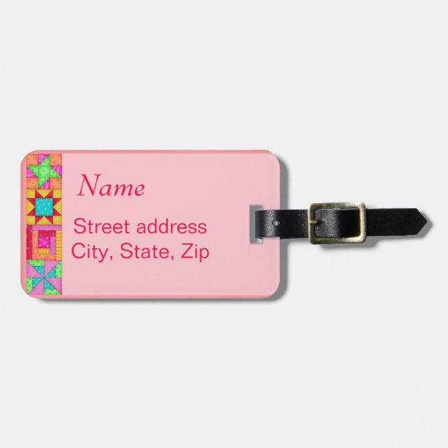 Korallenquilt-Gepäck- oder Nähmaschinenname Gepäckanhänger (Vorderseite horizontal)