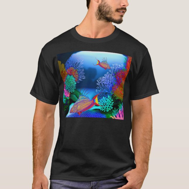 Korallenriff-Blitzgeberwrasse-Fisch-T - Shirt (Vorderseite)