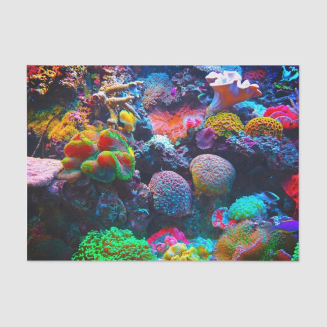 Korallenriff farbiges Ozeangewebe Seidenpapier (Vorderseite)