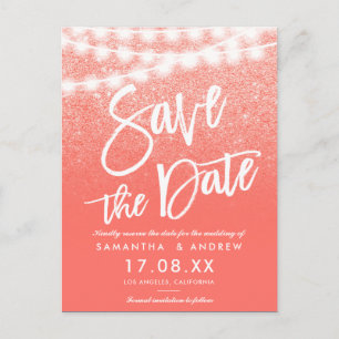 Korallenriff-Glitzer Save the Date hell Ankündigungspostkarte