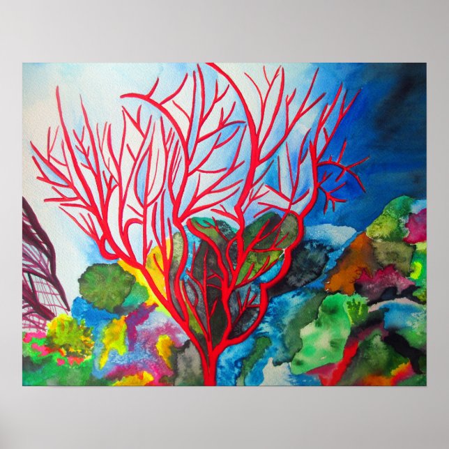 Korallenriff Great Barrier Reef Aquarellkunst Poster (Vorne)