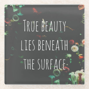 Korallenriff Inspirationelles Zitat zur Untergrund Glasuntersetzer