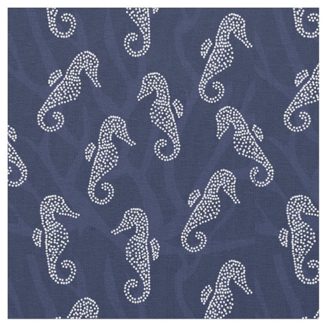 Korallenriff-KüstenSeepferd-Marine-Blau Stoff (Nahaufnahme)