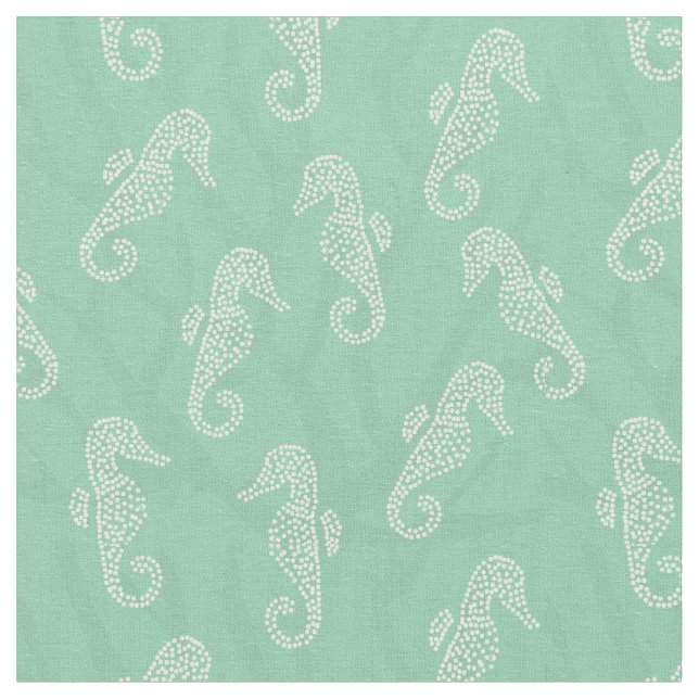 Korallenriff-KüstenSeepferd Seafoam Grün Stoff (Nahaufnahme)