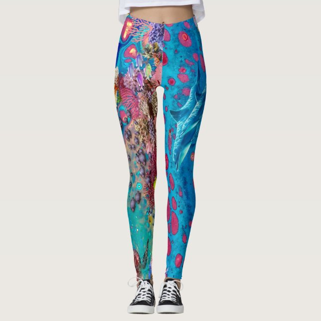 Korallenriff-Leggings des Delphins, Leggings (Vorderseite)