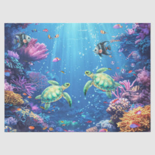 Korallenriff, Meeresschildkröten und Fischdekoupag Seidenpapier