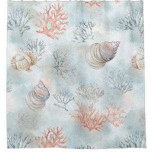 Korallenriff-Muscheln & Aqua-Wellen-Muster Duschvorhang