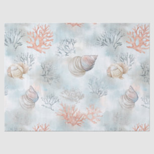 Korallenriff-Muscheln & Aqua-Wellen-Muster Seidenpapier