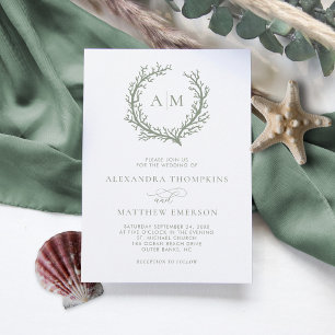 Korallenriff Nautical Sage Green Wedding Einladung
