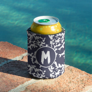 Korallenriff Navy Blue und White Personalisiert Dosenkühler