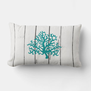 Korallenriff Shiplap Rustikales Holz Beach Dekor Lendenkissen