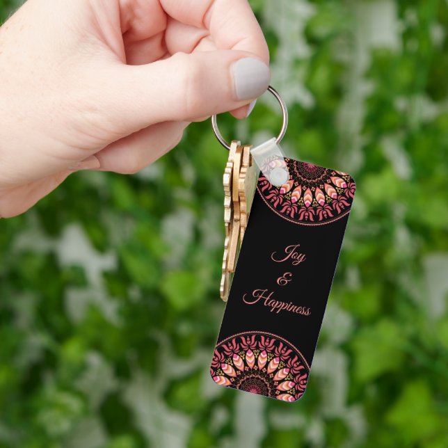 Korallenriff und rosa Feather Mandala Schlüsselanh Schlüsselanhänger (Hand)