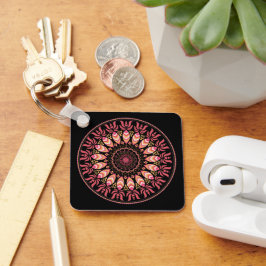 Korallenriff und rosa Feather Mandala Schlüsselanh Schlüsselanhänger