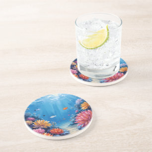 Korallenriff unter dem Meer Ozean Malerei Getränkeuntersetzer