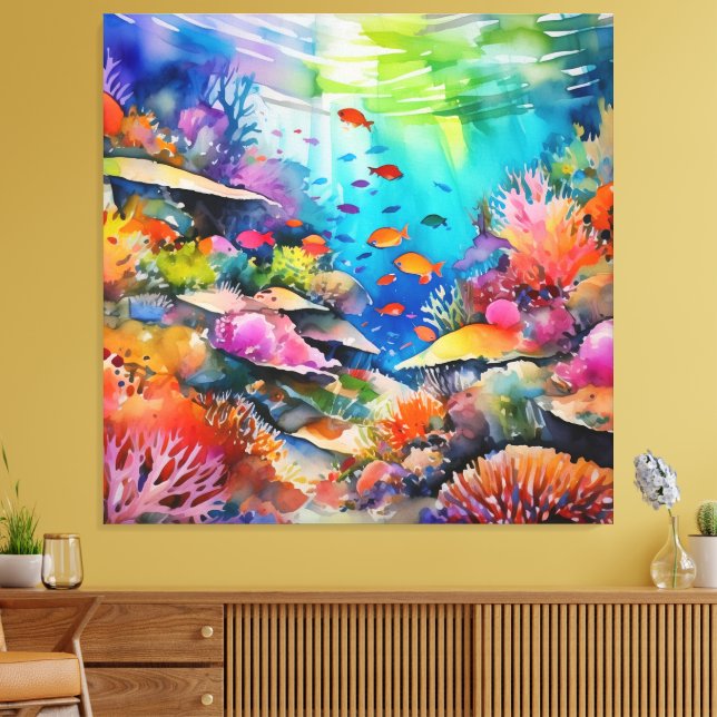 Korallenriff unter Wasser Leinwanddruck (Insitu (Wohnzimmer))