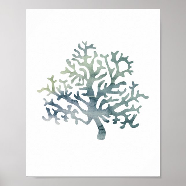 Korallenriff Unterwasser Aquarellmalerei Poster (Vorne)