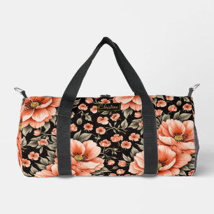 Korallenriffe auf Schwarz-Weiß-Blume Duffle Bag