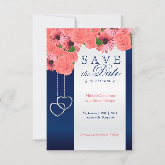Korallenriffe und Navy Blue - Save the Date (Vorderseite)