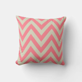Korallenrosa Beige ZigZag Streifen Zickzack Muster Kissen