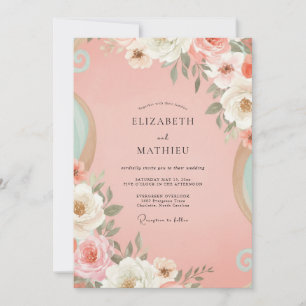 Korallenrosa bemalte Hochzeit Einladung