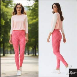 Korallenrosa diagonales Glitch-gewebtes Karo Leggings