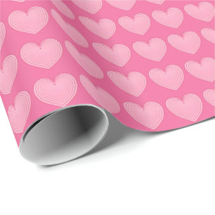 Korallenrosa Herzen, tiefer rosa Hintergrund Geschenkpapier