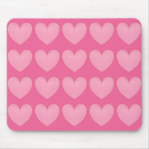 Korallenrosa Herzen, tiefer rosa Hintergrund Mousepad