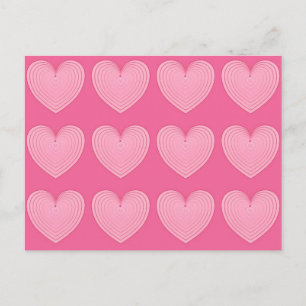 Korallenrosa Herzen, tiefer rosa Hintergrund Postkarte
