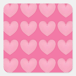 Korallenrosa Herzen, tiefer rosa Hintergrund Quadratischer Aufkleber