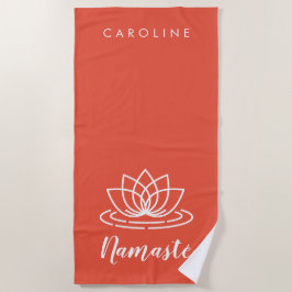 Korallenrosa individuelle Name Namaste lotus Blume Strandtuch