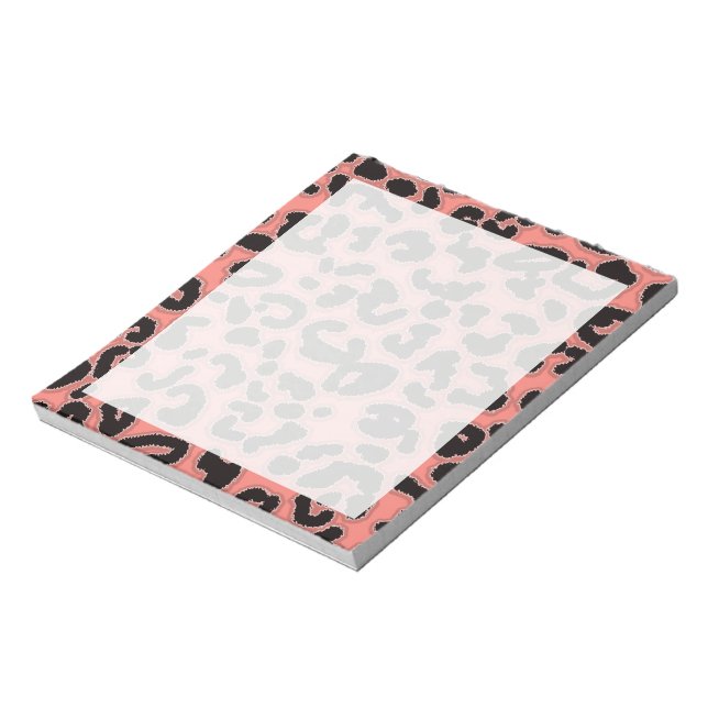 Korallenrosa Leopard Tierdruck Notizblock (Rotiert)