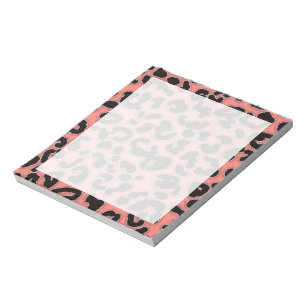 Korallenrosa Leoparden-Tierdruck Notizblock