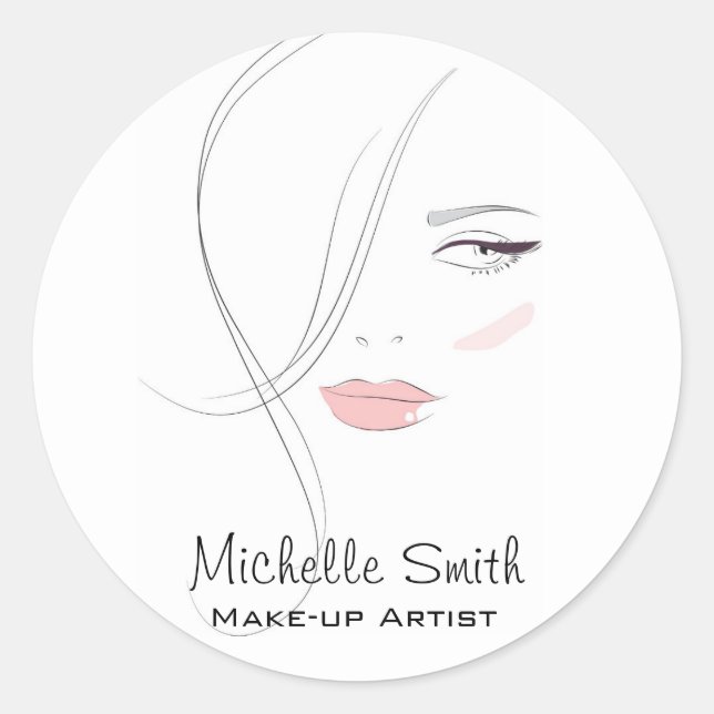 Korallenrosa Lippen bilden das Künstlermarkieren Runder Aufkleber (Vorderseite)