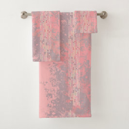 Korallenrosa Mädchen surfen Stich Spray und Punkte Badhandtuch Set