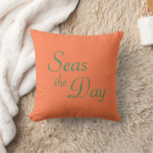 Korallenrosa & Meergrün "Seas the Day" Kissen