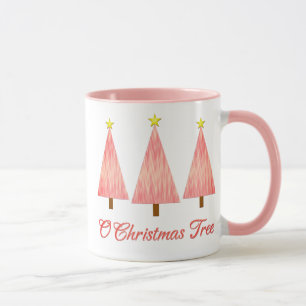 Korallenrosa Ombre-Muster Moderne Weihnachtsbäume Tasse