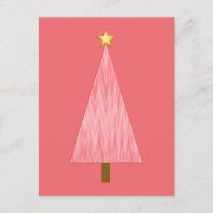 Korallenrosa Ombre Retro Moderner Weihnachtsbaum Feiertagspostkarte