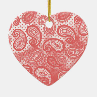 Korallenrosa Paisley Herz Keramikornament