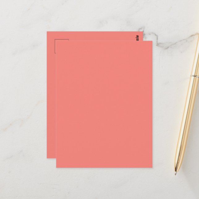 Korallenrosa Postkarte (Vorderseite/Rückseite Beispiel)