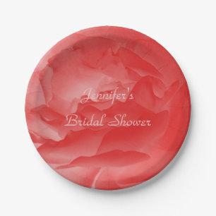 Korallenrosa Rose, Name, Brautparty Pappteller