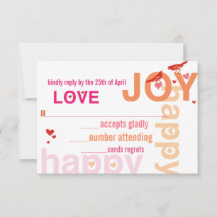 Korallenrosa rote Blumen moderne Typografie Liebes RSVP Karte
