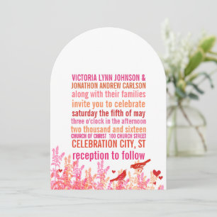 Korallenrosa rote Blumen Vintage-Typografie Liebes Einladung