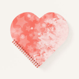 Korallenrosa Sternmuster Weiße Farbe Moderner Chic Notizbuch