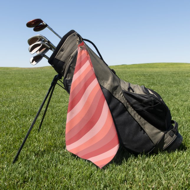 Korallenrosa Streifen Golfhandtuch (Gras)