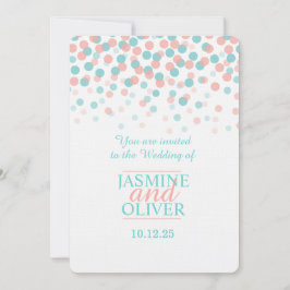 Korallenrosa und aquamarin-grüne blaue Hochzeit lä Einladung