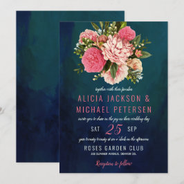 Korallenrosa und Blume mit Rosa-Rosa-Duft Einladung